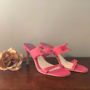 ENZO ANGIOLINI GENUINE Leather Pink 3 1/2 inch slides. Size 7 1/2.